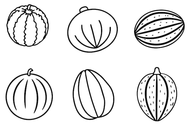 un dibujo de líneas de frutas y verduras