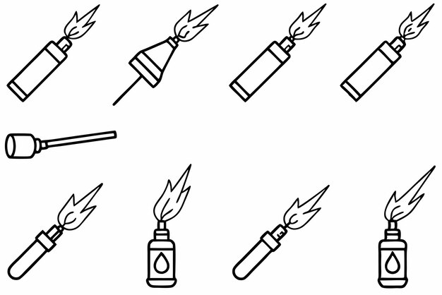 un dibujo de líneas de herramientas con un marcador que dice fuego en él