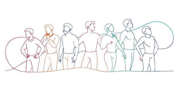 un dibujo de líneas de personas en línea con uno que dice personas