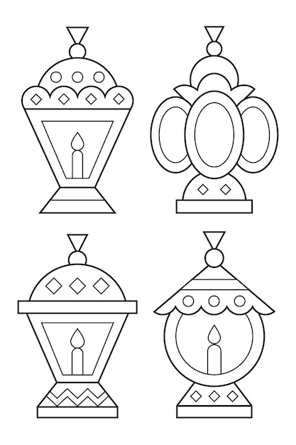 Dibujo de linternas de ramadán para colorear