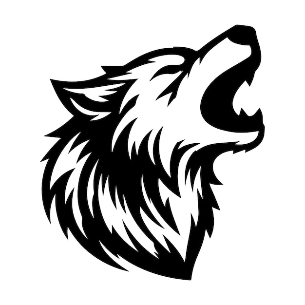 un dibujo de un lobo con la cabeza de un lobo en él