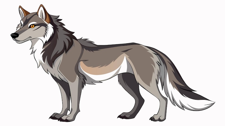 Vector un dibujo de un lobo que tiene una cara marrón
