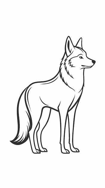 un dibujo de un lobo sobre un fondo blanco
