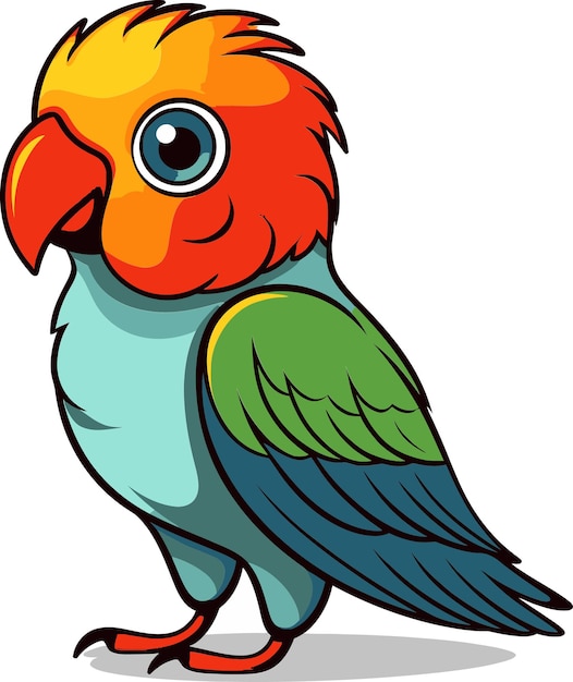 un dibujo de un loro colorido con un pico verde y amarillo