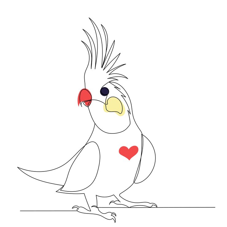 Vector dibujo de loro en un vector aislado de línea continua