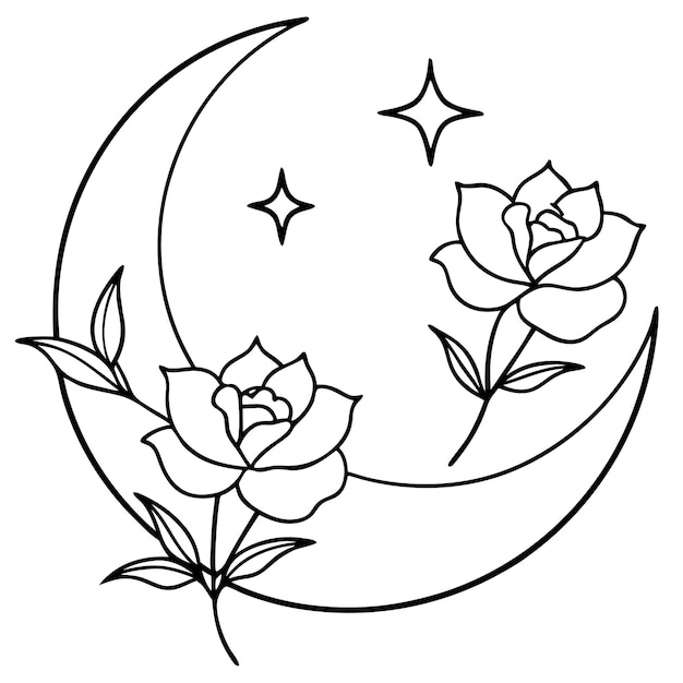 un dibujo de una luna y una media luna con un fondo blanco