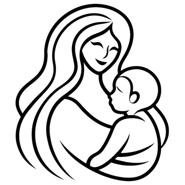 un dibujo de una madre y un niño con un dibujo De una mujer sosteniendo un bebé
