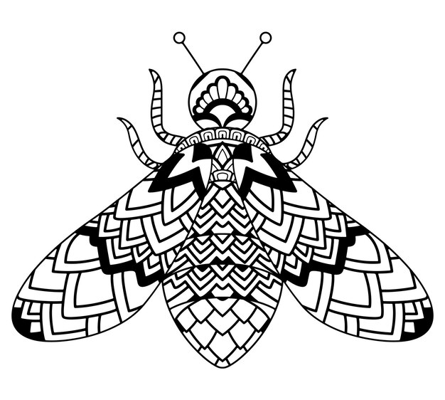 Dibujo de mandala de abeja para colorear para adultos