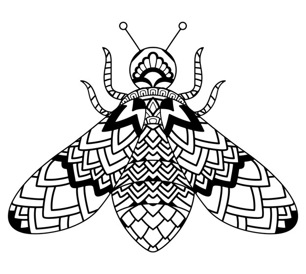 Dibujo de mandala de abeja para colorear para adultos