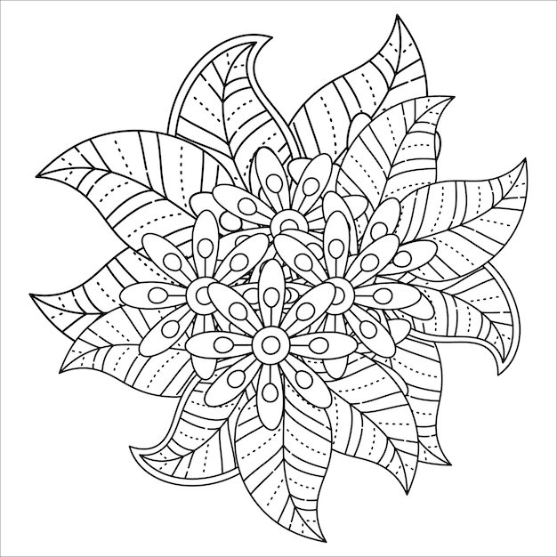 Dibujo de mandala de flores para colorear
