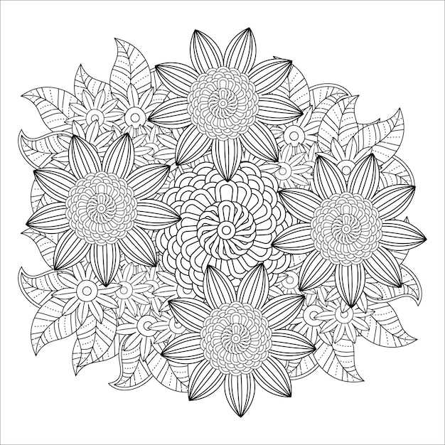 Dibujo de mandala de flores para colorear