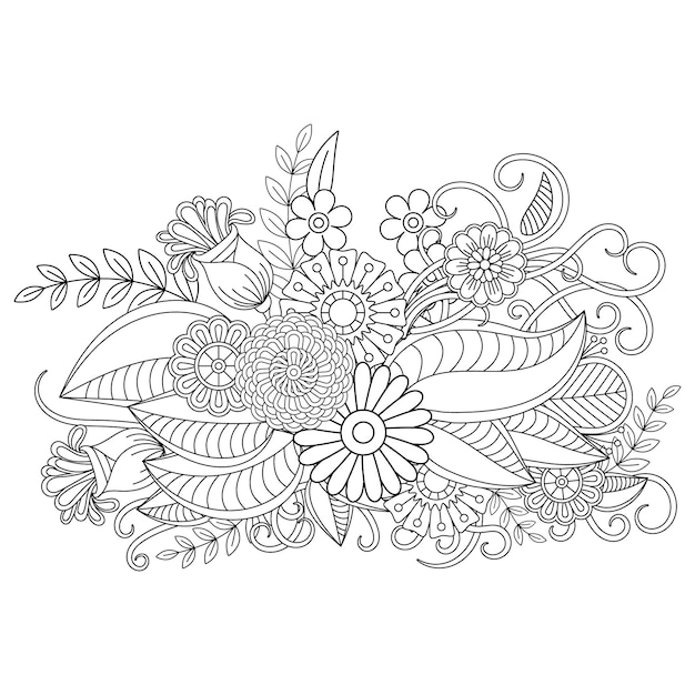 Dibujo de mandala de flores para colorear
