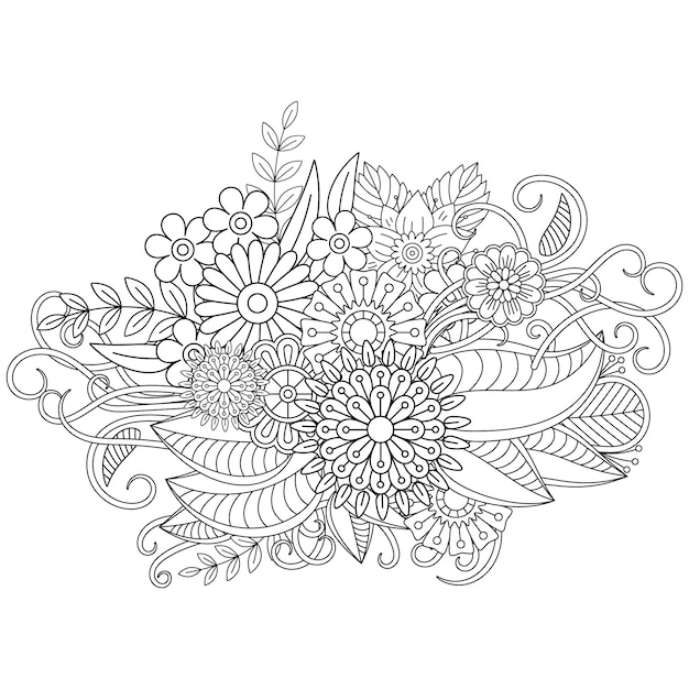 Dibujo de mandala de flores para colorear