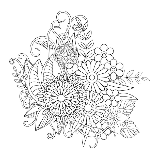 Dibujo de mandala de flores para colorear