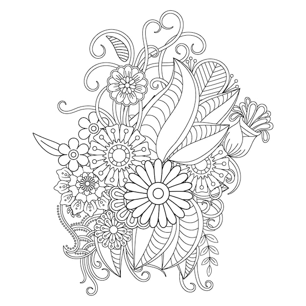 Dibujo de mandala de flores para colorear