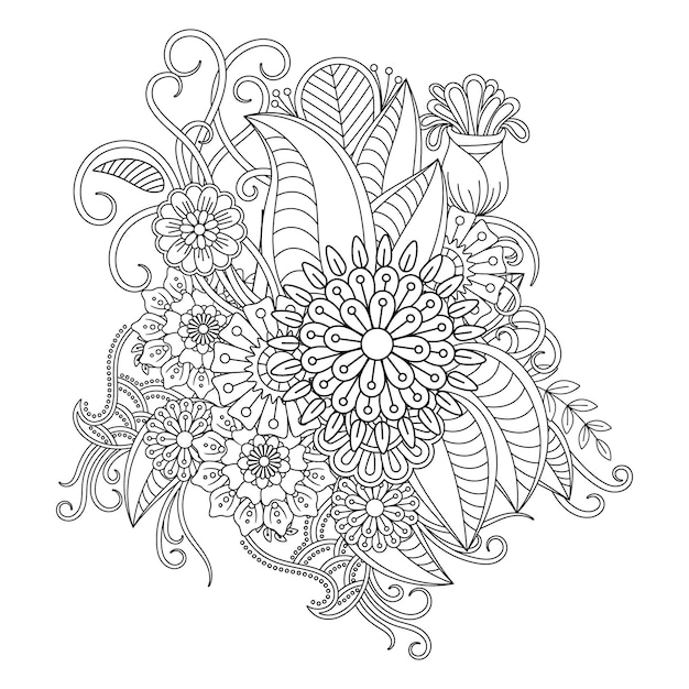 Dibujo de mandala de flores para colorear