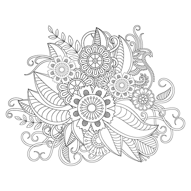 Dibujo de mandala de flores para colorear