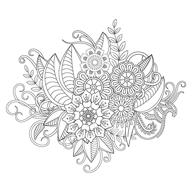 Dibujo de mandala de flores para colorear