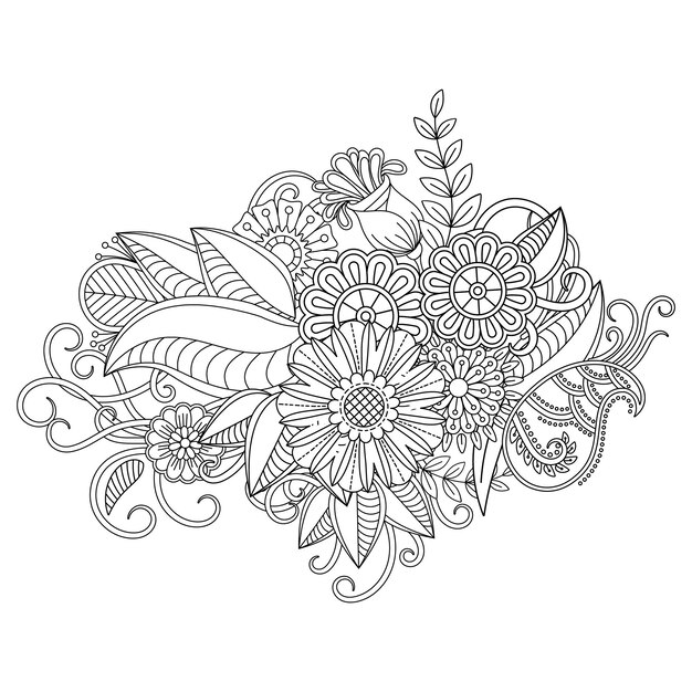 Dibujo de mandala de flores para colorear