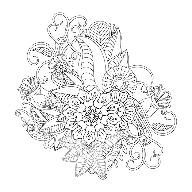 Dibujo de mandala de flores para colorear