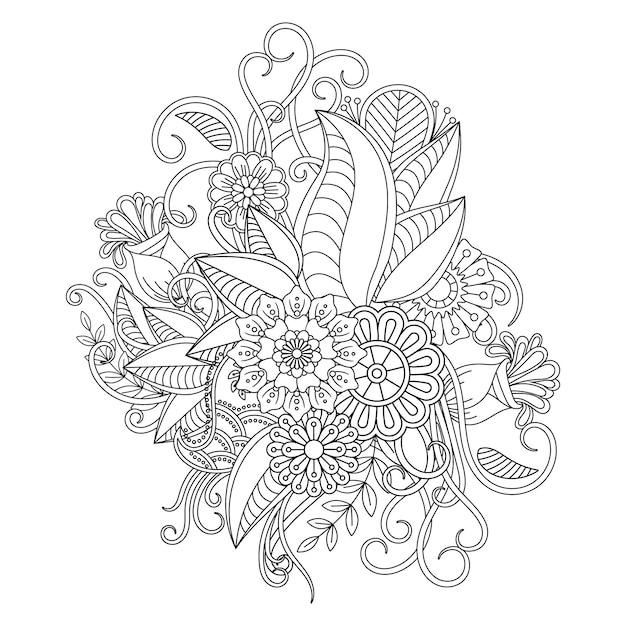 Dibujo de mandala de flores para colorear