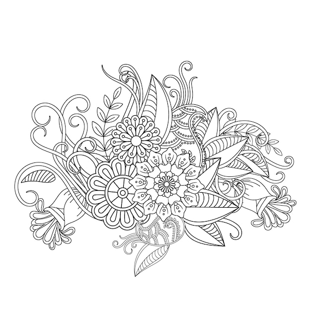 Dibujo de mandala de flores para colorear