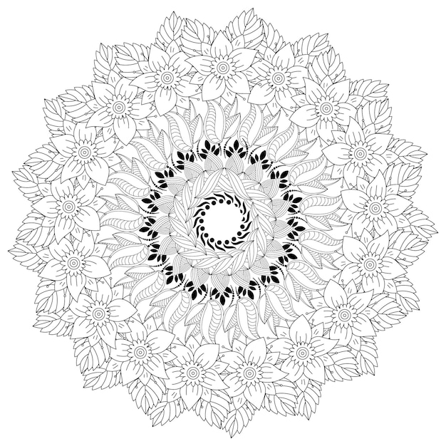 Dibujo de mandala de flores para colorear