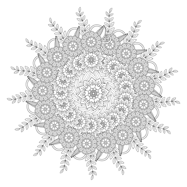 Dibujo de mandala de flores para colorear