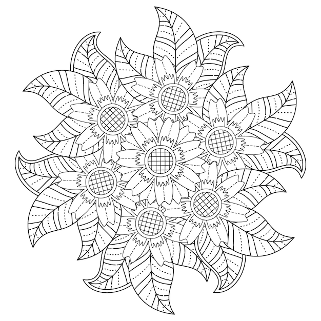 Dibujo de mandala de flores para colorear