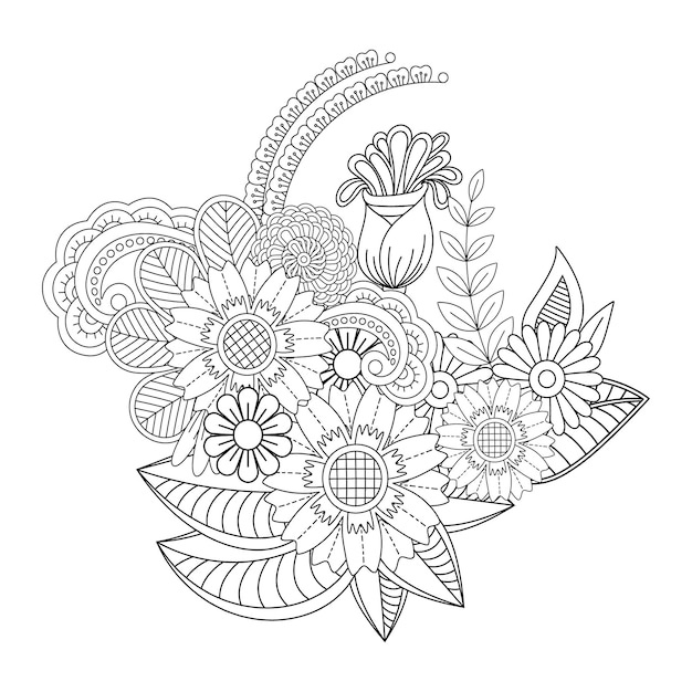 Dibujo de mandala de flores para colorear