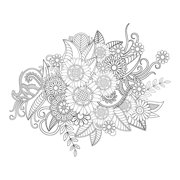 Dibujo de mandala de flores para colorear