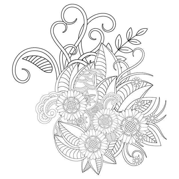 Dibujo de mandala de flores para colorear