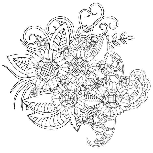 Dibujo de mandala de flores para colorear