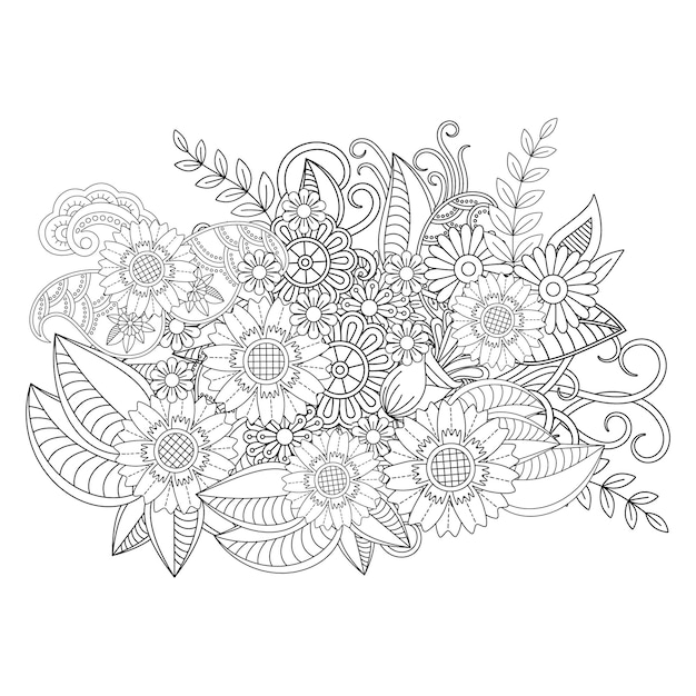 Dibujo de mandala de flores para colorear