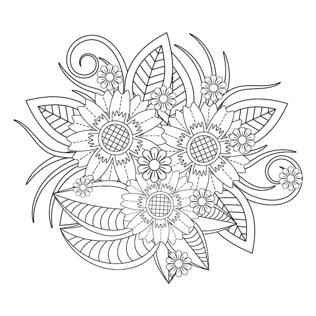 Dibujo de mandala de flores para colorear