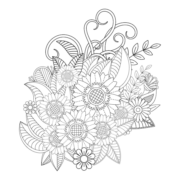 Dibujo de mandala de flores para colorear