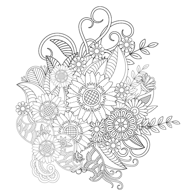 Dibujo de mandala de flores para colorear