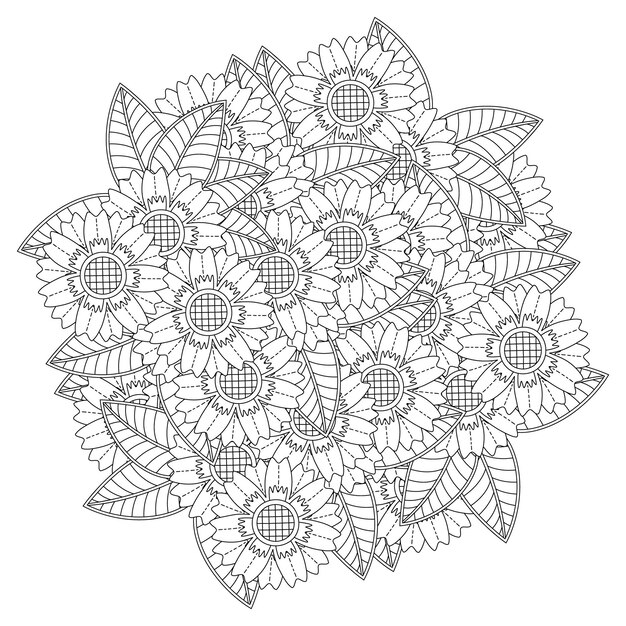 Dibujo de mandala de flores para colorear