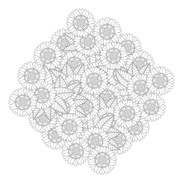 Dibujo de mandala de flores para colorear