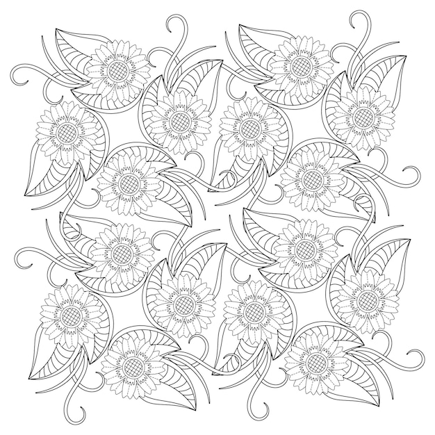 Dibujo de mandala de flores para colorear