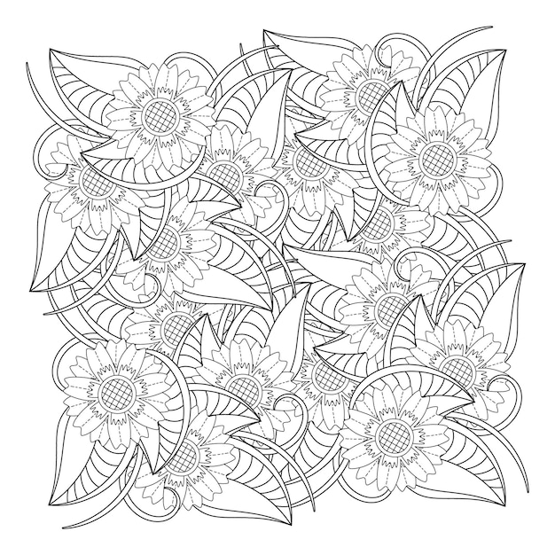 Dibujo de mandala de flores para colorear