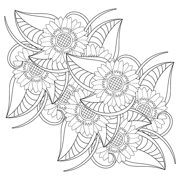 Dibujo de mandala de flores para colorear