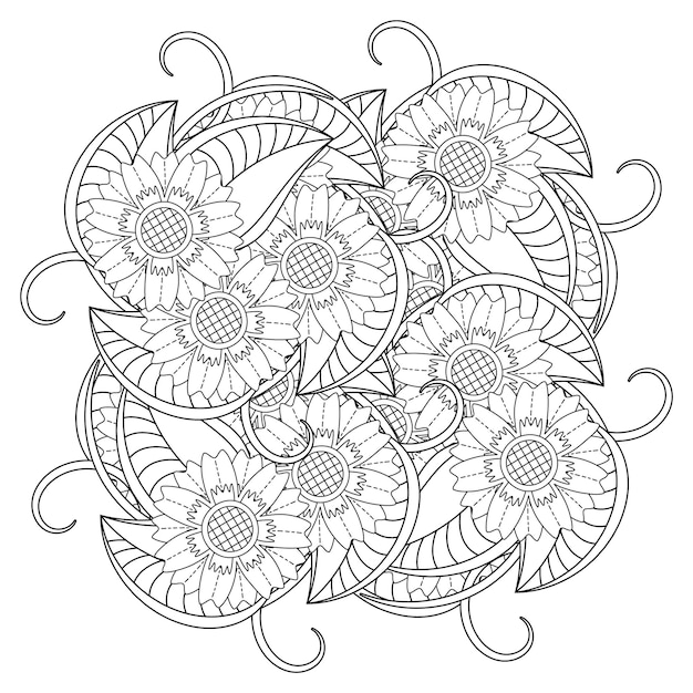 Dibujo de mandala de flores para colorear
