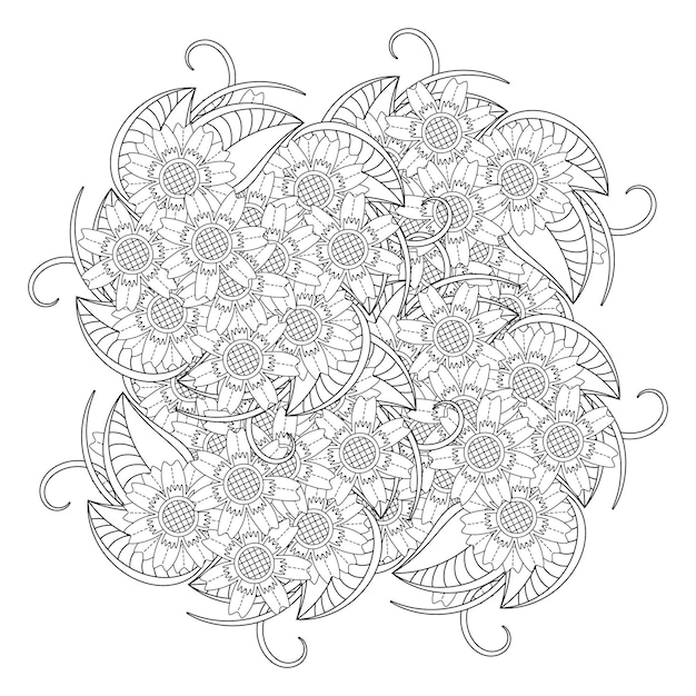 Dibujo de mandala de flores para colorear