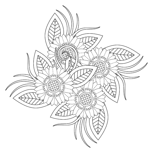 Dibujo de mandala de flores para colorear