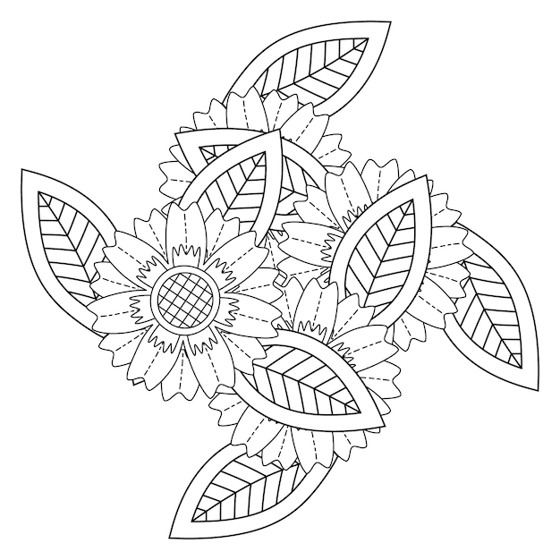 Dibujo de mandala de flores para colorear