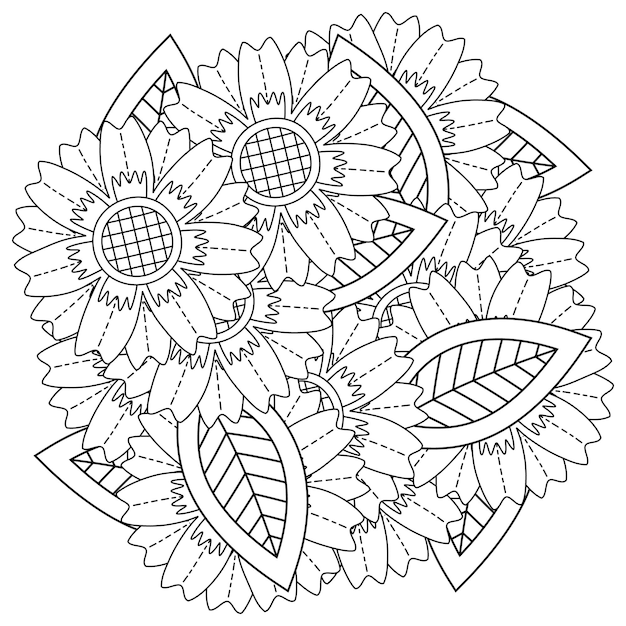 Dibujo de mandala de flores para colorear