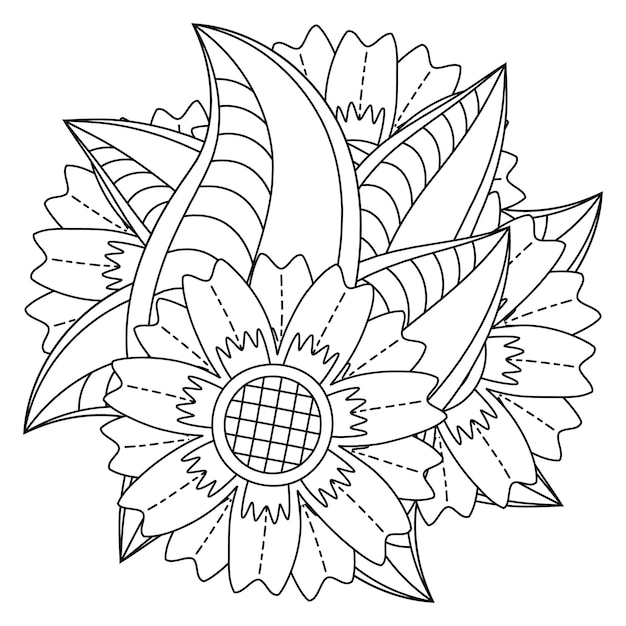 Dibujo de mandala de flores para colorear
