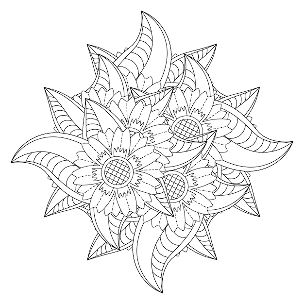 Dibujo de mandala de flores para colorear