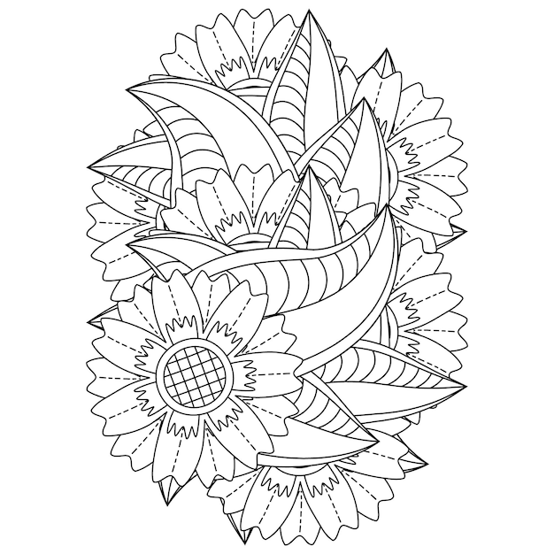 Dibujo de mandala de flores para colorear